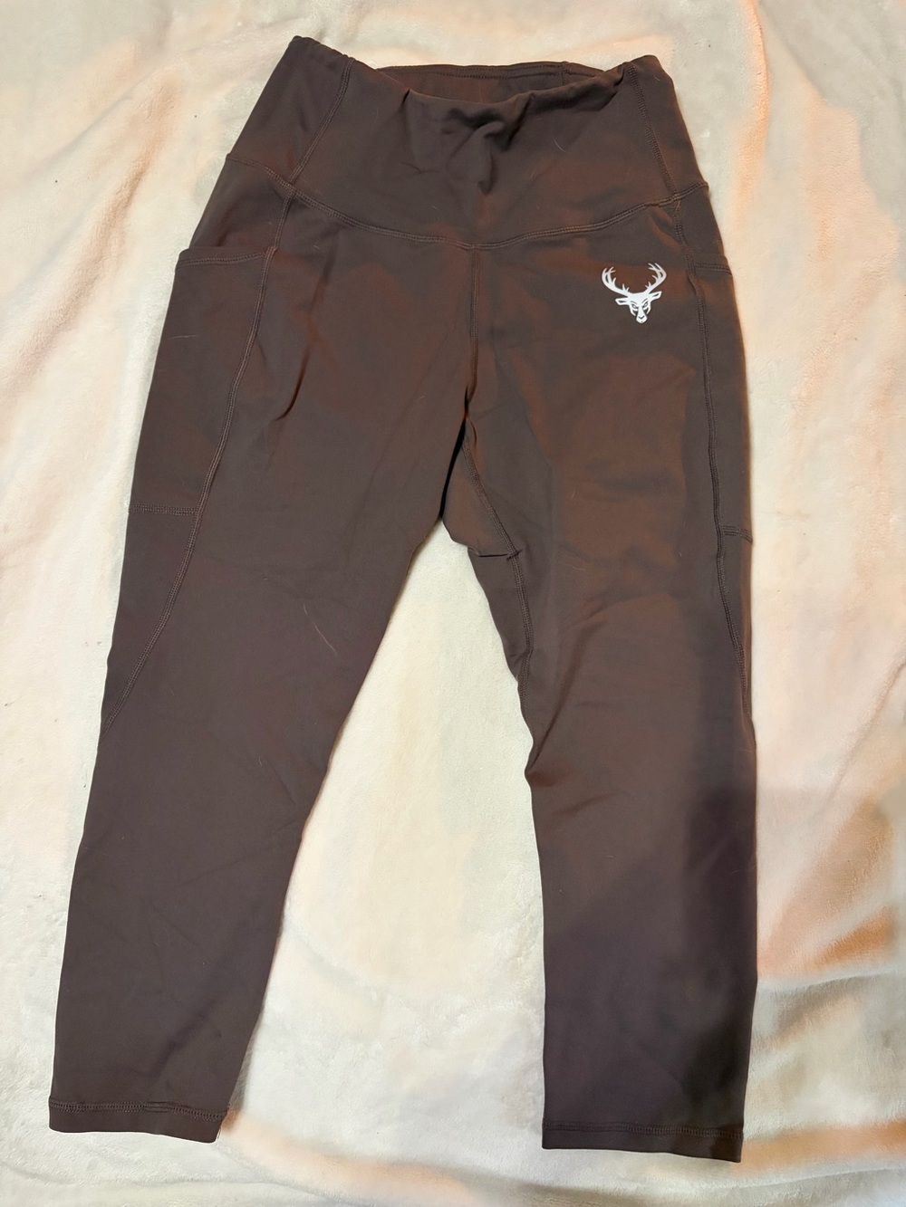 Women’s Brown Capri Active Leggings with Deer Logo